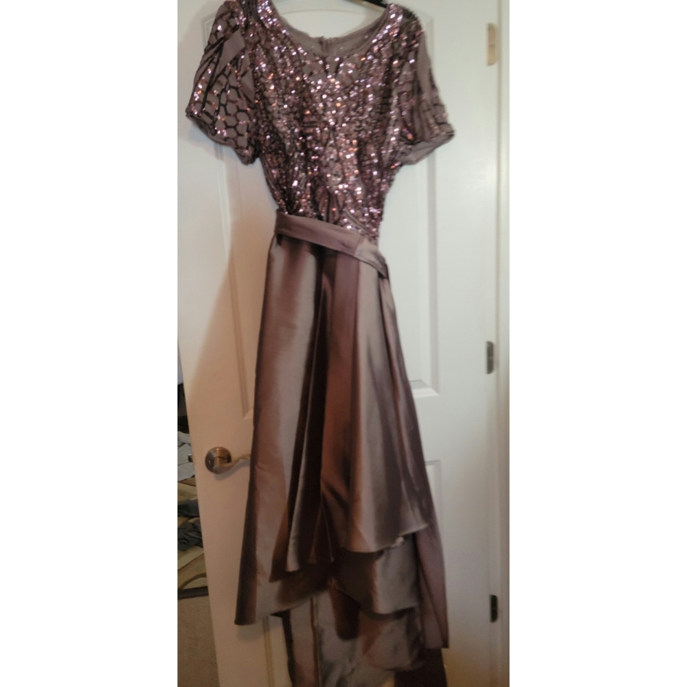 Hi-low plum color formal dress